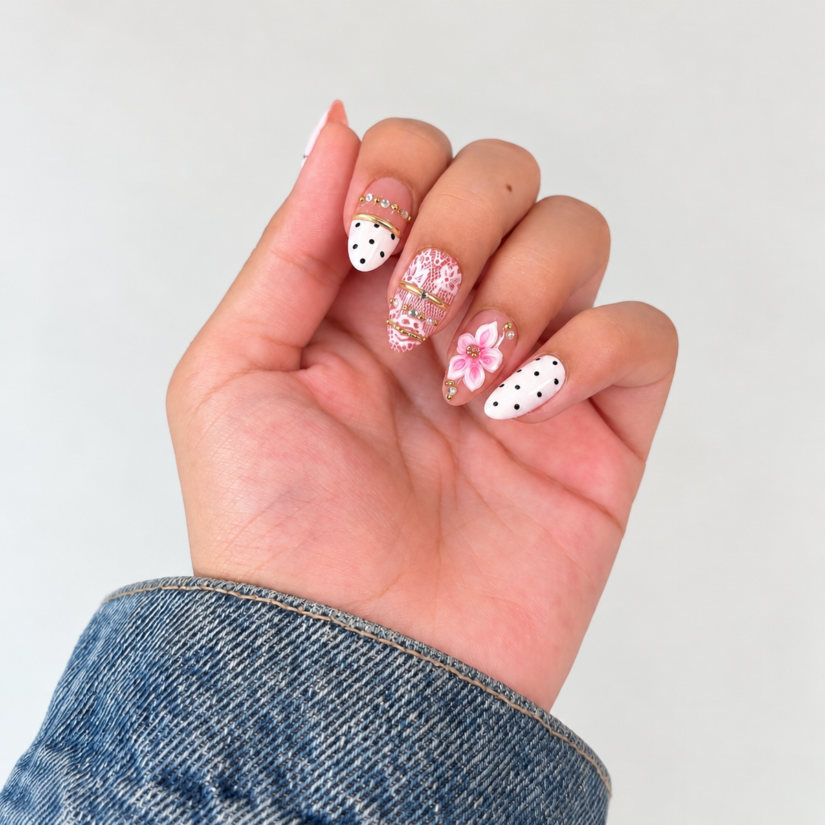 Pink Lace Bloom Press-On Nails🌸