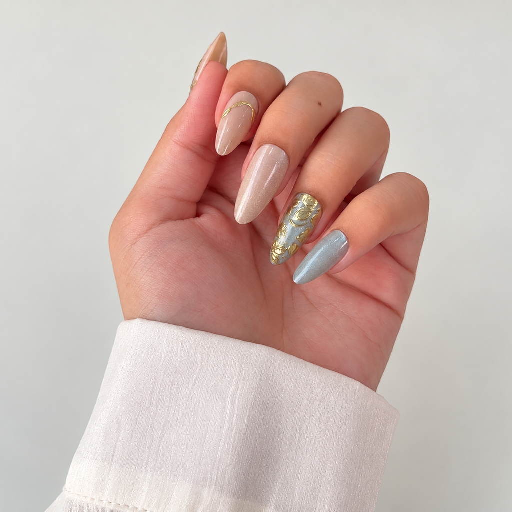 Golden Luxe Pearl Press-On Nails