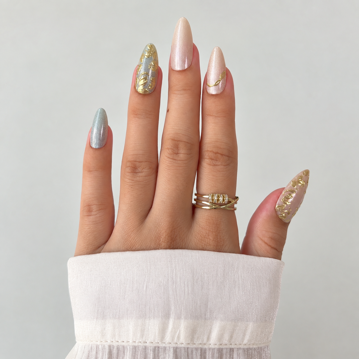 Golden Luxe Pearl Press-On Nails