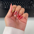 Cherry Red 3D Flower Press-On Nails