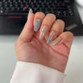 Silver Blue Glam Press-On Nails