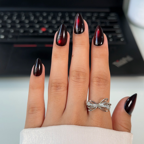 Black Cherry Velvet Cat-Eye Press-On Nails